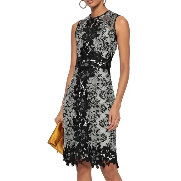 Marchesa Notte Women's Sleeveless Lace Sheath Dress - Black - Size 4